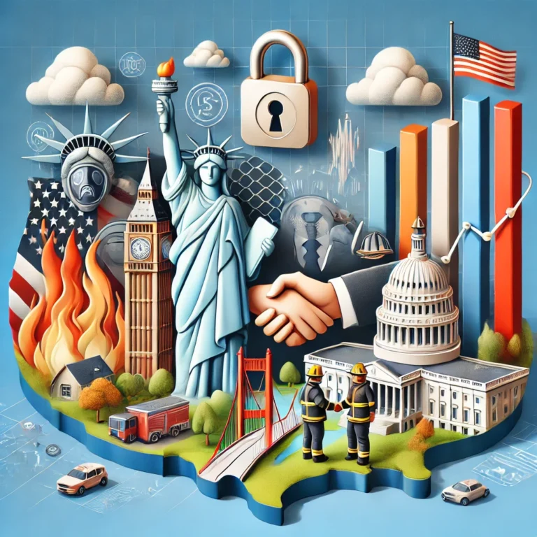 DALL·E 2025-01-21 08.32.36 - A unique and modern visual representation of the USA with iconic elements symbolizing its culture and news themes_ the Statue of Liberty, the U.S. Cap