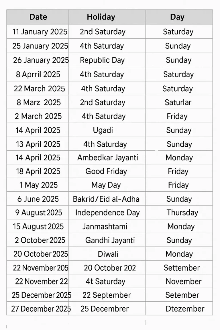 Bank Holidays in India 2025